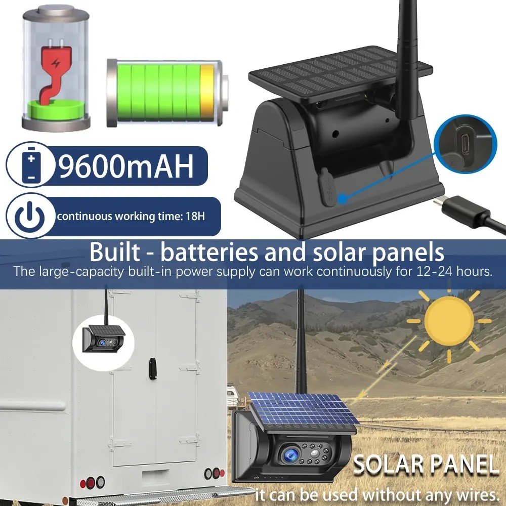 kamera parkir mundur magnetik dengan baterai dan panel surya