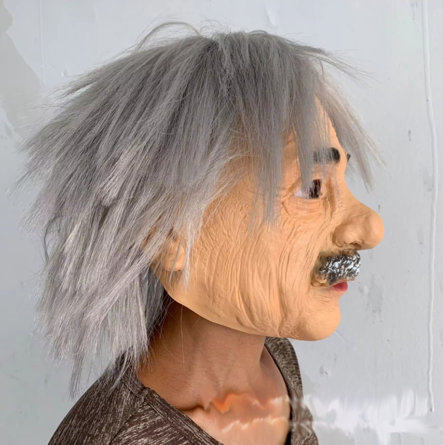 Masker kepala Einstein untuk wajah silikon terbuat dari lateks