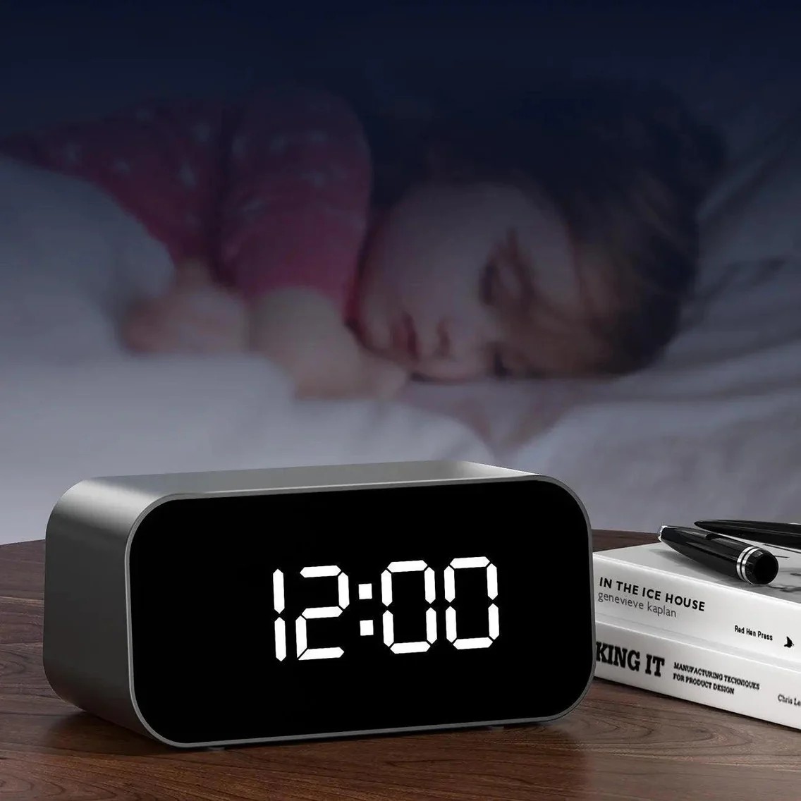 jam alarm kamera digital dengan kamera 4k jam alarm mata-mata tersembunyi