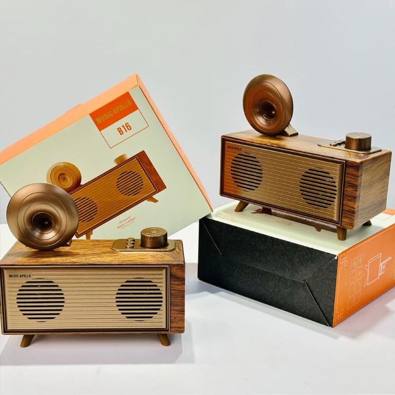 radio kayu tua mini kecil terbuat dari kayu desain retro vintage