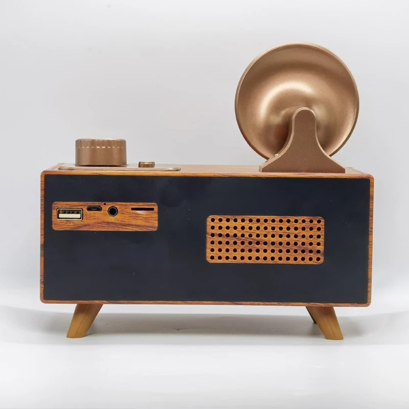 radio tua mini desain gaya retro kayu kecil