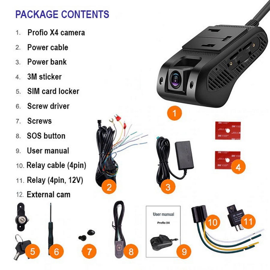 isi paket profio tracking cam x4