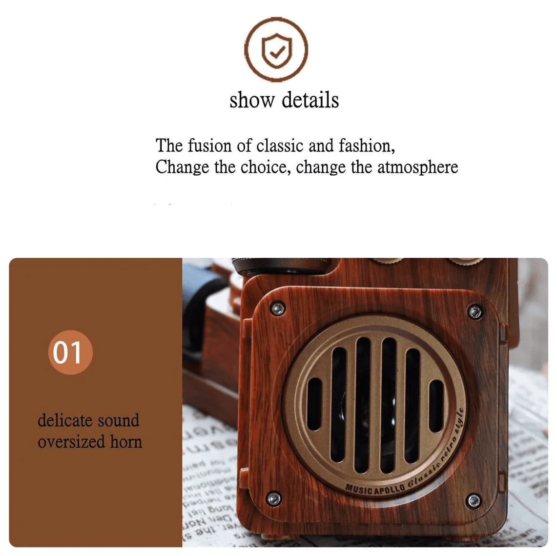 radio terbuat dari desain penerima retro antik kayu