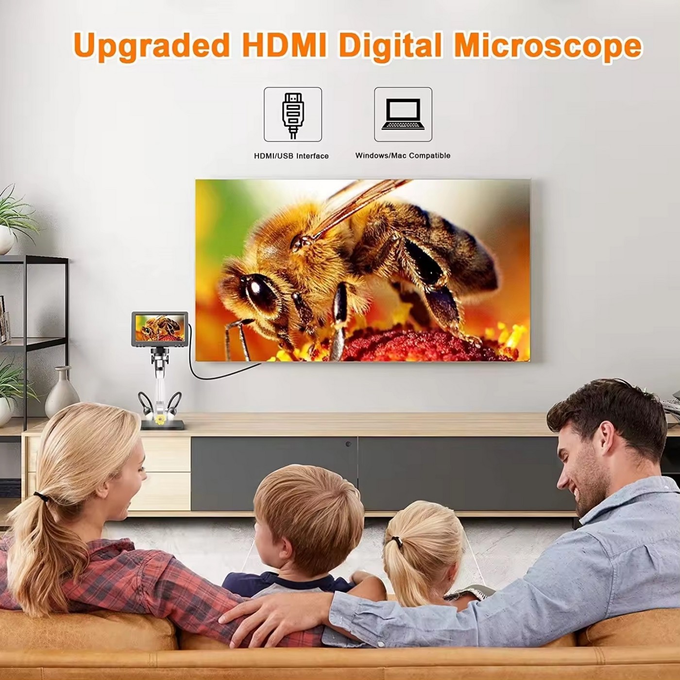 mikroskop dengan tampilan digital elektronik full hd untuk komputer tv dengan fungsi zoom