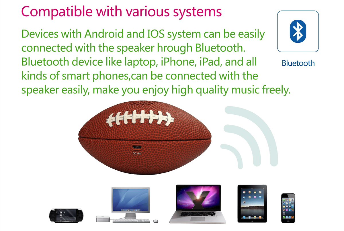 speaker mini bola sepak bola amerika portabel untuk ponsel ke PC